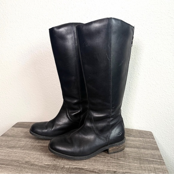 UGG Shoes - UGG Seldon Black Leather Riding Boots Women’s Size 8.5